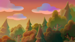 Size: 3410x1920 | Tagged: safe, screencap, g5, my little pony: tell your tale, sunny-day dinners, spoiler:g5, spoiler:my little pony: tell your tale, spoiler:tyts01e10, forest, high res, no pony, sunset, tree