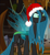 Size: 904x982 | Tagged: safe, edit, edited screencap, screencap, grogar, queen chrysalis, changeling, changeling queen, g4, the beginning of the end, christmas, christmas changeling, clothes, cropped, female, hat, holiday, offscreen character, pouting, queen christmas list, queen chrysalis is not amused, santa hat, solo, unamused