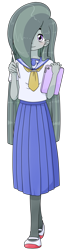 Size: 517x1873 | Tagged: safe, artist:batipin, marble pie, human, equestria girls, g4, arm behind back, big hair, blushing, breasts, clothes, cute, equestria girls-ified, female, long hair, marblebetes, sailor uniform, shoes, simple background, skirt, socks, solo, transparent background, uniform