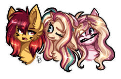 Size: 583x381 | Tagged: safe, artist:tay-niko-yanuciq, oc, oc only, earth pony, pony, unicorn, chest fluff, ear fluff, earth pony oc, floppy ears, horn, mouth hold, one eye closed, open mouth, simple background, smiling, stylus, transparent background, unicorn oc, wink