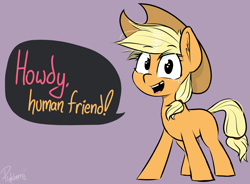 Size: 2252x1655 | Tagged: safe, artist:pinkberry, applejack, earth pony, pony, g4, blank flank, colored sketch, cowboy hat, cute, female, filly, filly applejack, foal, freckles, hat, jackabetes, looking at you, open mouth, open smile, smiling, smiling at you, solo, speech, speech bubble, stetson, talking, talking to viewer, tooth gap, young, younger