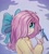 Size: 1455x1609 | Tagged: safe, artist:krista-21, fluttershy, bird, blue jay, human, g4, bow, clothes, cute, female, hair bow, hair over one eye, humanized, shyabetes, smiling, solo, sweater