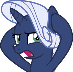 Size: 895x893 | Tagged: safe, artist:cloudy glow, edit, editor:foxyfell1337, vector edit, rarity, original species, pony, umbra pony, unicorn, g4, yakity-sax, bust, covering ears, female, horn, mare, narrowed eyes, open mouth, race swap, simple background, solo, transparent background, vector