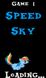Size: 297x504 | Tagged: safe, artist:[j.b.m], rainbow dash, pegasus, pony, g4, female, game, mare, rainbow.exe, screenshots, smiling, text, title card, wings, youtube link