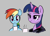 Size: 537x384 | Tagged: safe, artist:_ton618_, rainbow dash, twilight sparkle, pegasus, pony, g4, aggie.io, blanket, duo, female, gray background, hoof hold, mare, mug, simple background, smiling