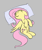 Size: 220x263 | Tagged: safe, artist:somethingatall, fluttershy, pegasus, pony, cute, eyes closed, female, floppy ears, gray background, hooves, lowres, lying down, mare, on back, pillow, shyabetes, simple background, solo, spread wings, tail, wings