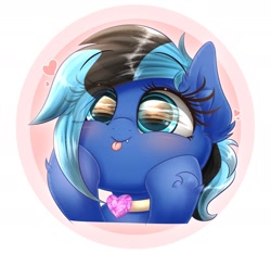 Size: 1884x1760 | Tagged: safe, artist:phoenixrk49, oc, oc only, pony, ear fluff, eye clipping through hair, eye reflection, fangs, heart, hoof on cheek, reflection, simple background, solo, tongue out, white background