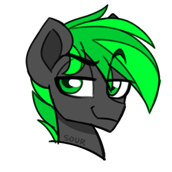 Size: 2000x2000 | Tagged: safe, artist:sickly-sour, oc, oc only, oc:bytewave, pegasus, pony, bust, colored sketch, eye clipping through hair, eyebrows, eyebrows visible through hair, high res, lidded eyes, looking at you, male, pegasus oc, portrait, signature, simple background, sketch, smiling, smirk, smug, solo, two toned mane, white background
