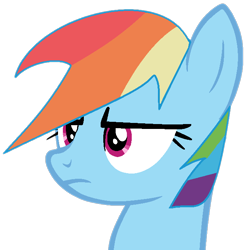 Size: 668x667 | Tagged: safe, artist:kingbases, artist:twilyisbestpone, derpibooru exclusive, rainbow dash, pegasus, pony, g4, base used, bust, female, frown, mare, rainbow dash is not amused, simple background, solo, transparent background, unamused