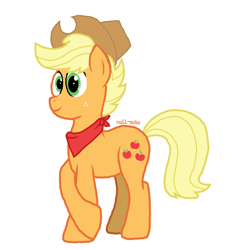 Size: 1000x1000 | Tagged: safe, artist:null-soka, applejack, earth pony, pony, g4, applejack's hat, cowboy hat, female, hat, short hair, simple background, transparent background