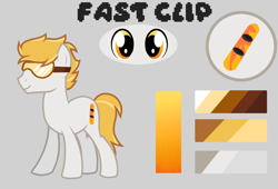 Size: 2703x1836 | Tagged: safe, oc, oc:fast clip, earth pony, cutie mark, earth pony oc, goggles, male, reference sheet, simple background, snowboard, stallion