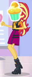 Size: 209x495 | Tagged: safe, screencap, sunset shimmer, human, do it for the ponygram!, equestria girls, g4, my little pony equestria girls: better together, cropped, cupcake, female, food, orange creamsicle cupcake, solo