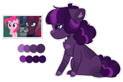 Size: 2557x1697 | Tagged: safe, artist:moccabliss, pinkie pie, tempest shadow, oc, earth pony, pony, g4, female, filly, foal, magical lesbian spawn, offspring, parent:pinkie pie, parent:tempest shadow, parents:tempestpie, simple background, transparent background