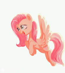 Size: 1059x1200 | Tagged: safe, artist:starfallmoonlight, fluttershy, pegasus, pony, g4, female, flying, mare, open mouth, simple background, solo, spread wings, white background, wings