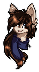 Size: 268x494 | Tagged: safe, artist:tay-niko-yanuciq, oc, oc only, earth pony, pony, bust, clothes, ear fluff, earth pony oc, scarf, simple background, smiling, transparent background