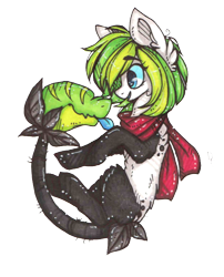 Size: 622x768 | Tagged: safe, artist:tay-niko-yanuciq, oc, oc only, original species, plant pony, pony, :p, augmented, augmented tail, clothes, ear fluff, plant, scarf, simple background, smiling, tail, tongue out, transparent background