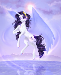 Size: 1280x1581 | Tagged: safe, artist:afterglory, oc, pony, unicorn, artificial wings, augmented, female, magic, magic wings, mare, solo, wings