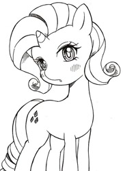 Size: 452x629 | Tagged: safe, artist:auntie_grub, rarity, pony, unicorn, g4, female, horn, looking at you, mare, simple background, solo, white background