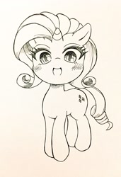 Size: 1400x2048 | Tagged: safe, artist:auntie_grub, rarity, pony, unicorn, g4, female, horn, looking at you, mare, open mouth, open smile, smiling, smiling at you, solo, traditional art