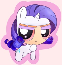 Size: 682x716 | Tagged: safe, artist:auntie_grub, rarity, g4, blossom (powerpuff girls), clothes, costume, female, horn, looking at you, pony costume, simple background, smiling, smiling at you, solo, the powerpuff girls