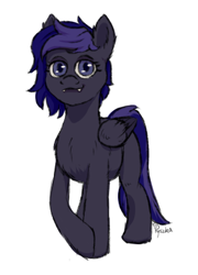 Size: 309x430 | Tagged: safe, artist:pyszka, oc, oc only, oc:nightstaroc, bat pony, pegasus, pony, colored, female, mare, messy mane, night, pegasus oc, simple background, sketch, sky, solo, white background