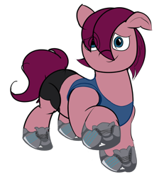 Size: 1284x1387 | Tagged: safe, artist:izzy64, oc, oc only, earth pony, pony, clothes, earth pony oc, shorts, simple background, sports, sports shorts, transparent background