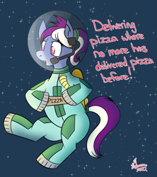 Size: 1145x1288 | Tagged: safe, artist:whirlwindflux, oc, oc:single slice, earth pony, pony, female, mare, solo, space, spacesuit