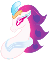 Size: 2266x2647 | Tagged: safe, artist:spacygalaxy, queen novo, seapony (g4), my little pony: the movie, bust, collar, colored pupils, crown, digital art, eyelashes, female, jewelry, lidded eyes, looking at you, pink eyes, pink mane, regalia, simple background, smiling, smiling at you, solo, transparent background
