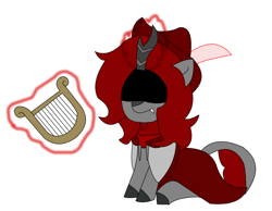Size: 782x607 | Tagged: safe, artist:fsnyion, oc, oc only, oc:shooting star, kirin, pony, pony town, bard, fantasy class, lyre, musical instrument, simple background, solo, terraria, white background