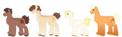 Size: 1280x394 | Tagged: safe, artist:itstechtock, oc, oc only, oc:baguette, oc:banana bread, oc:pumpernickel, oc:sourdough, earth pony, pony, male, parent:puff pastry, parent:wetzel, simple background, stallion, white background