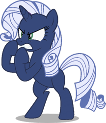 Size: 562x650 | Tagged: safe, artist:seahawk270, editor:foxyfell1337, rarity, original species, pony, umbra pony, dragon quest, g4, angry, battle stance, belly, bipedal, race swap, simple background, solo, transparent background