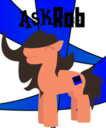 Size: 5867x7086 | Tagged: safe, artist:epsipeppower, oc, oc only, oc:robertapuddin, pony, ^^, ask rob, eyes closed, happy, logo, messy mane, messy tail, solo, tail