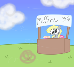 Size: 5500x5000 | Tagged: safe, derpy hooves, pegasus, food, muffin, text