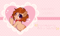 Size: 2000x1200 | Tagged: safe, artist:fenix-artist, oc, oc only, earth pony, pony, blowing a kiss, bust, commission, earth pony oc, eyelashes, female, heart, mare, one eye closed, smiling, solo, underhoof, valentine's day card, wink, ych result