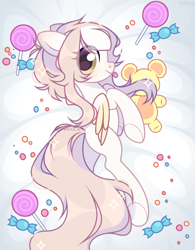 Size: 1000x1280 | Tagged: safe, artist:fenix-artist, oc, oc only, pegasus, pony, body pillow, body pillow design, candy, commission, eyelashes, female, food, lollipop, mare, pegasus oc, solo, underhoof, wings, ych result
