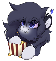 Size: 3442x3739 | Tagged: safe, artist:rileyisherehide, oc, oc only, oc:lumina azure, pegasus, pony, series:munching popcorn, commission, cute, eating, emoji, female, fire, food, happy, herbivore, high res, hooves, mare, pegasus oc, popcorn, simple background, smiling, solo, tassels, transparent background, watching, ych result