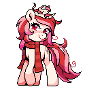Size: 128x128 | Tagged: safe, artist:hikkage, oc, oc only, oc:rat palette, oc:red palette, pony, unicorn, animated, clothes, curly hair, cute, freckles, gif, horn, one eye closed, pose, scarf, simple background, solo, transparent background, unicorn oc, wink
