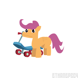 Size: 4167x4167 | Tagged: safe, artist:epsipeppower, scootaloo, pegasus, pony, g4, happy, lineless, scooter, simple background, solo, white background