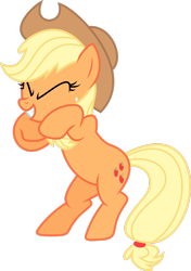 Size: 2057x2916 | Tagged: safe, artist:skie-vinyl, applejack, earth pony, pony, apple family reunion, g4, season 3, .svg available, applejack's hat, bipedal, cowboy hat, cute, eyes closed, female, hat, high res, jackabetes, mare, simple background, solo, transparent background, vector