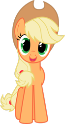 Size: 1776x3376 | Tagged: safe, artist:skie-vinyl, applejack, earth pony, pony, g4, applejack's hat, cowboy hat, cute, female, hat, jackabetes, looking at you, mare, open mouth, open smile, simple background, smiling, smiling at you, solo, transparent background, vector