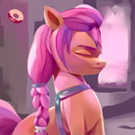 Size: 2460x2460 | Tagged: safe, artist:poxy_boxy, sunny starscout, earth pony, pony, g5, braided ponytail, eyes closed, female, mare, solo