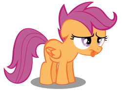 Size: 1732x1286 | Tagged: safe, artist:redtoxindash, scootaloo, pegasus, pony, g4, the cutie pox, :p, blank flank, female, filly, floppy ears, foal, folded wings, shadow, simple background, solo, tongue out, transparent background, vector, wings