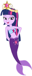 Size: 484x1135 | Tagged: safe, artist:fireluigi29, twilight sparkle, alicorn, mermaid, equestria girls, g4, bare shoulders, belly button, big crown thingy, clothes, crown, element of magic, eyelashes, female, fins, fish tail, jewelry, mermaid princess, mermaid tail, mermaidized, mermay, necklace, pearl necklace, regalia, simple background, sleeveless, solo, species swap, strapless, tail, transparent background, twilight sparkle (alicorn), vector
