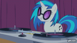 Size: 640x360 | Tagged: safe, screencap, dj pon-3, vinyl scratch, pony, unicorn, g4, season 1, suited for success, animated, female, gif, gifs.com, grin, mare, smiling, solo