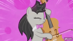 Size: 640x360 | Tagged: safe, screencap, octavia melody, earth pony, pony, g4, season 5, slice of life (episode), animated, bipedal, bow (instrument), cello, cello bow, eyes closed, female, gif, gifs.com, mare, musical instrument, solo