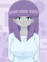 Size: 1668x2224 | Tagged: safe, artist:batipin, maud pie, human, equestria girls, g4, arm behind back, breasts, busty maud pie, clothes, female, looking at you, pajamas, solo