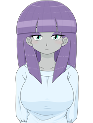 Size: 1668x2224 | Tagged: safe, alternate version, artist:batipin, maud pie, human, equestria girls, g4, arm behind back, breasts, busty maud pie, clothes, female, looking at you, simple background, solo, transparent background