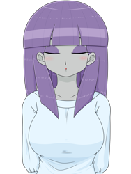 Size: 1668x2224 | Tagged: safe, alternate version, artist:batipin, maud pie, human, equestria girls, g4, arm behind back, breasts, busty maud pie, clothes, eyes closed, female, kissing, kissy face, looking at you, simple background, solo, transparent background