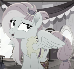 Size: 724x675 | Tagged: safe, screencap, kerfuffle, pegasus, pony, g4, my little pony: rainbow roadtrip, cropped, desaturated, solo