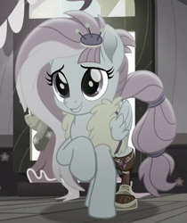 Size: 447x531 | Tagged: safe, screencap, kerfuffle, pegasus, pony, g4, my little pony: rainbow roadtrip, cropped, cute, desaturated, female, fufflebetes, mare, solo